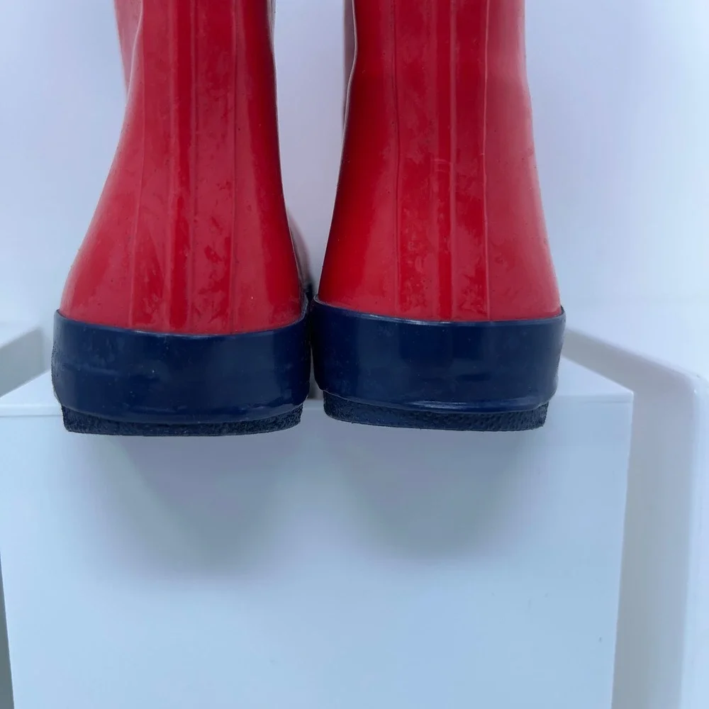 Lone Cone Kids Size 3 Red Navy Blue Waterproof Rubber Rain Boots New